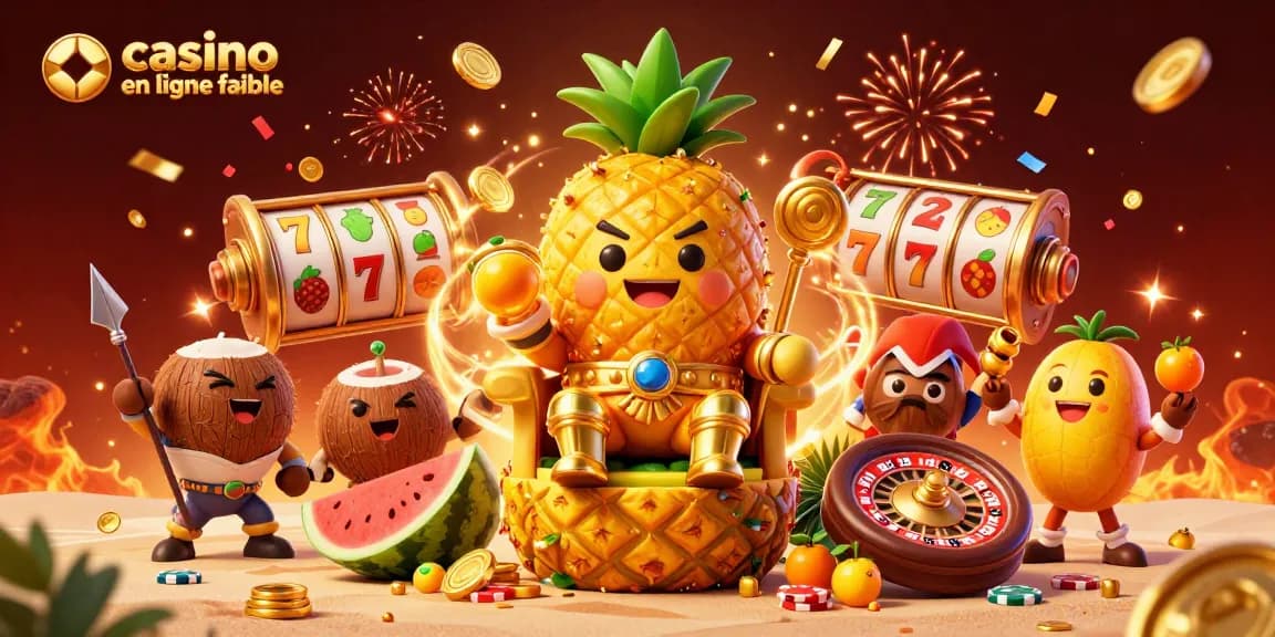 Plongez dans l'ambiance d'un casino en ligne fiable avec le roi ananas et des éléments féeriques.