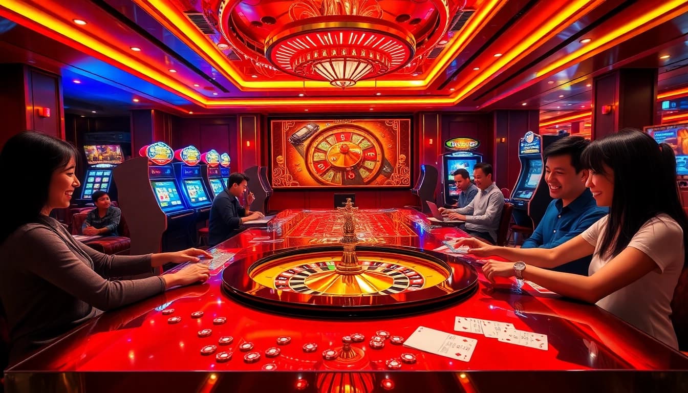 Players enjoying a thrilling game at 789BET's luxurious online casino atmosphere.