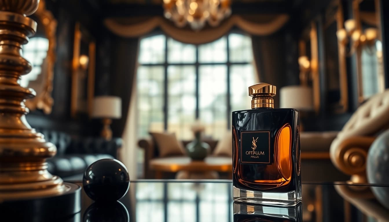 Experience the essence of elegance with ysl black opium in a luxurious setting.
