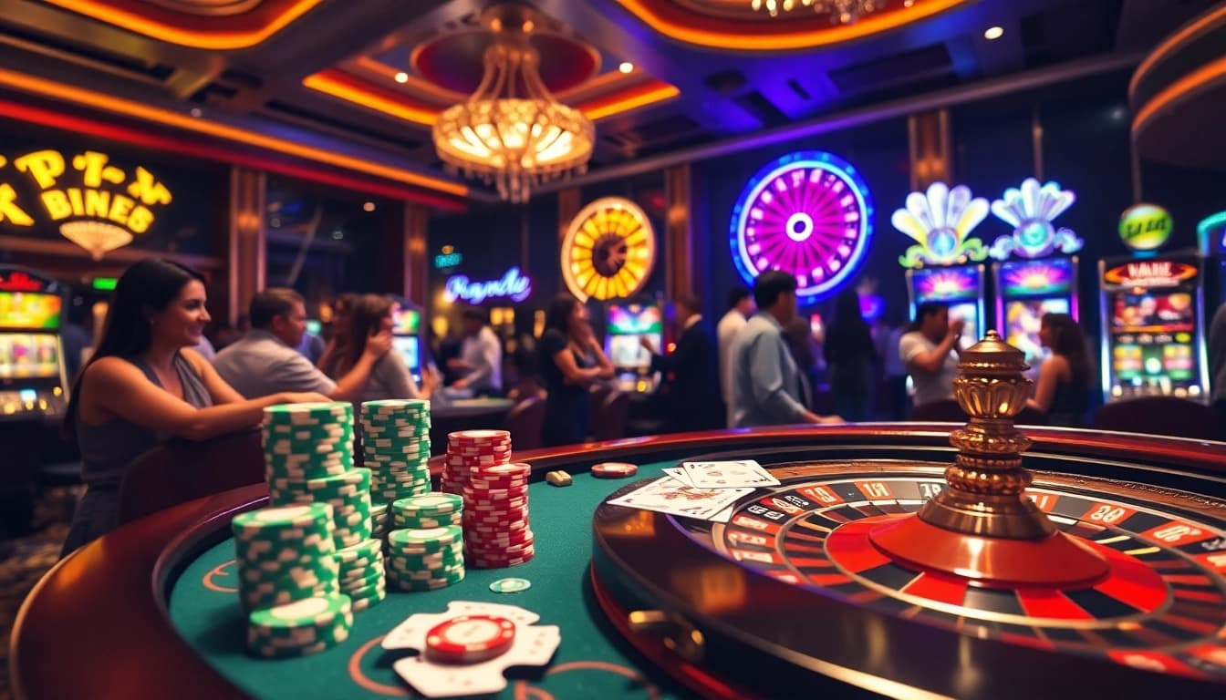 Players enjoying dynamic games at i9bet's luxurious online casino platform with vibrant table setups.