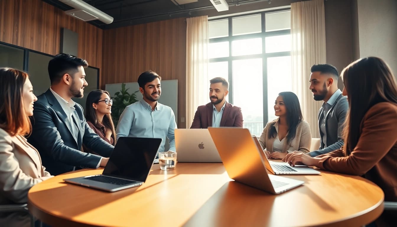 Engaging multilingual professionals at https://www.elitetranslingo.com in a collaborative office setting.