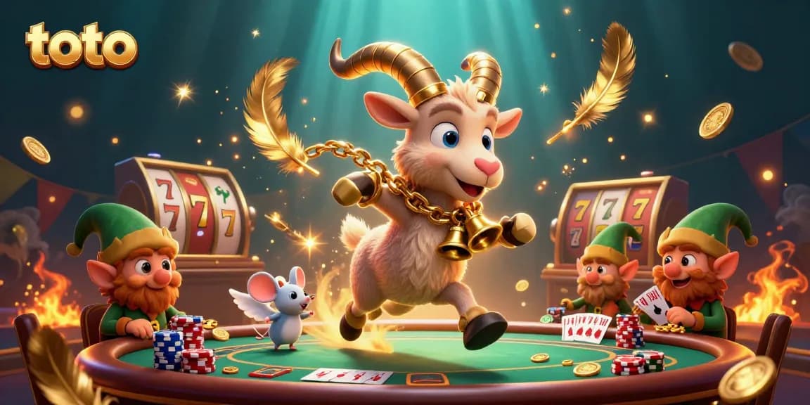 Engage with toto in a lively casino scene with a Krampus goat and mischievous gremlins stealing chips.