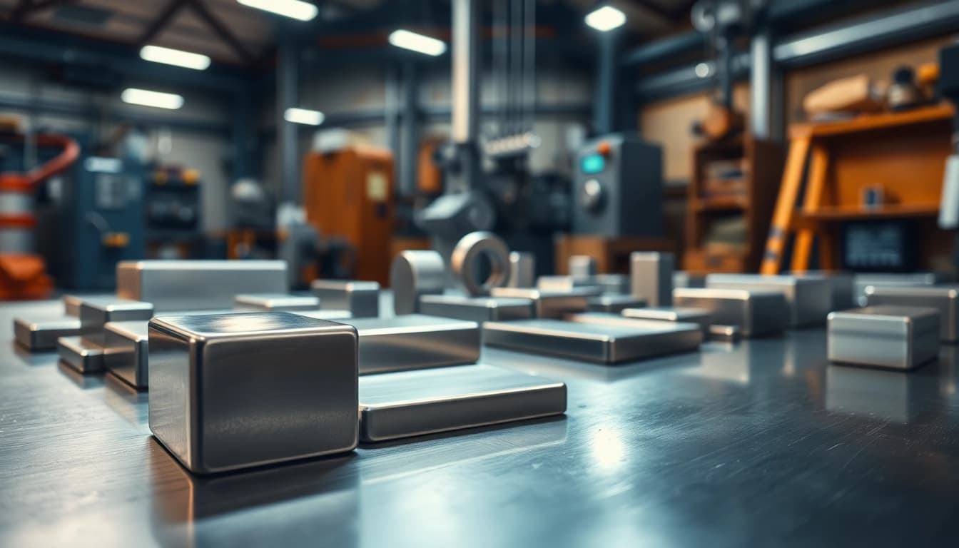 Showcasing Alnico magnets manufacturer in china with various magnet designs and industrial setting.