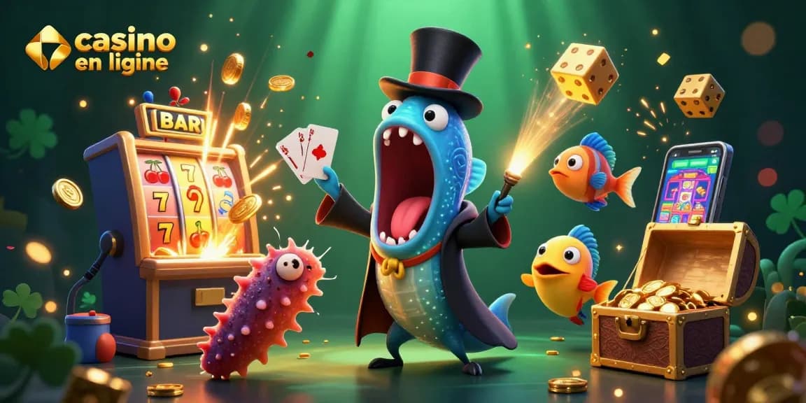 Jouez à des jeux captivants de casino en ligne avec des personnages marins amusants et des symboles de jackpot.