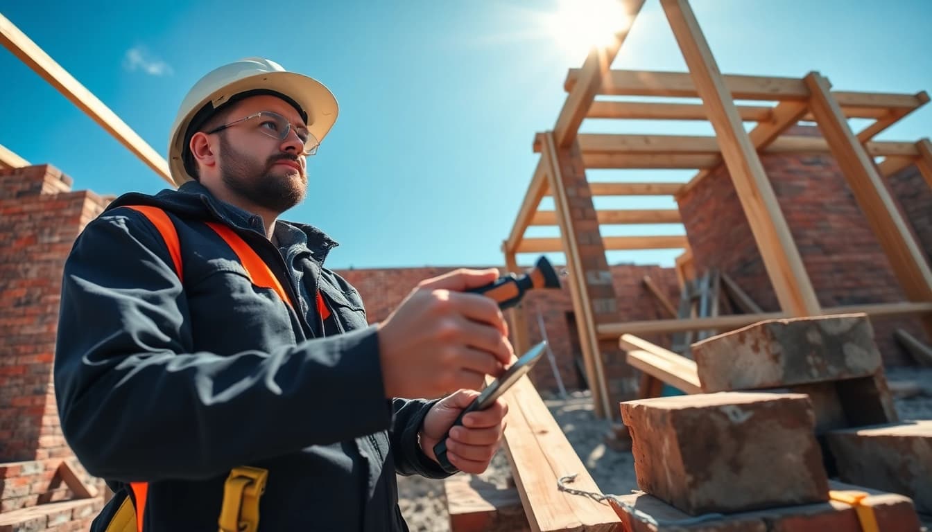 Effiziente SEO für Handwerker in der Bauindustrie visualisiert durch einen Handwerker am Arbeitsplatz.