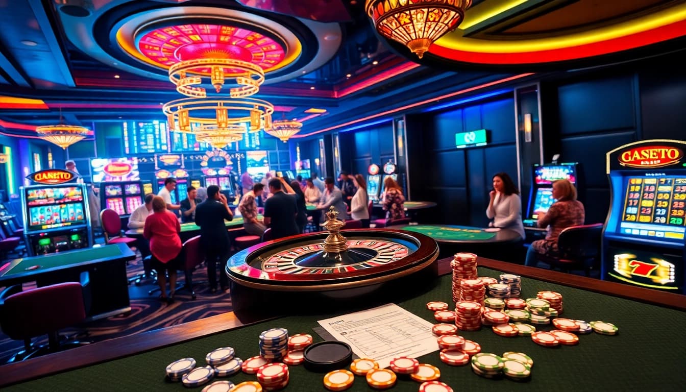 Experience the excitement of obral toto with vibrant casino games and players at the tables.
