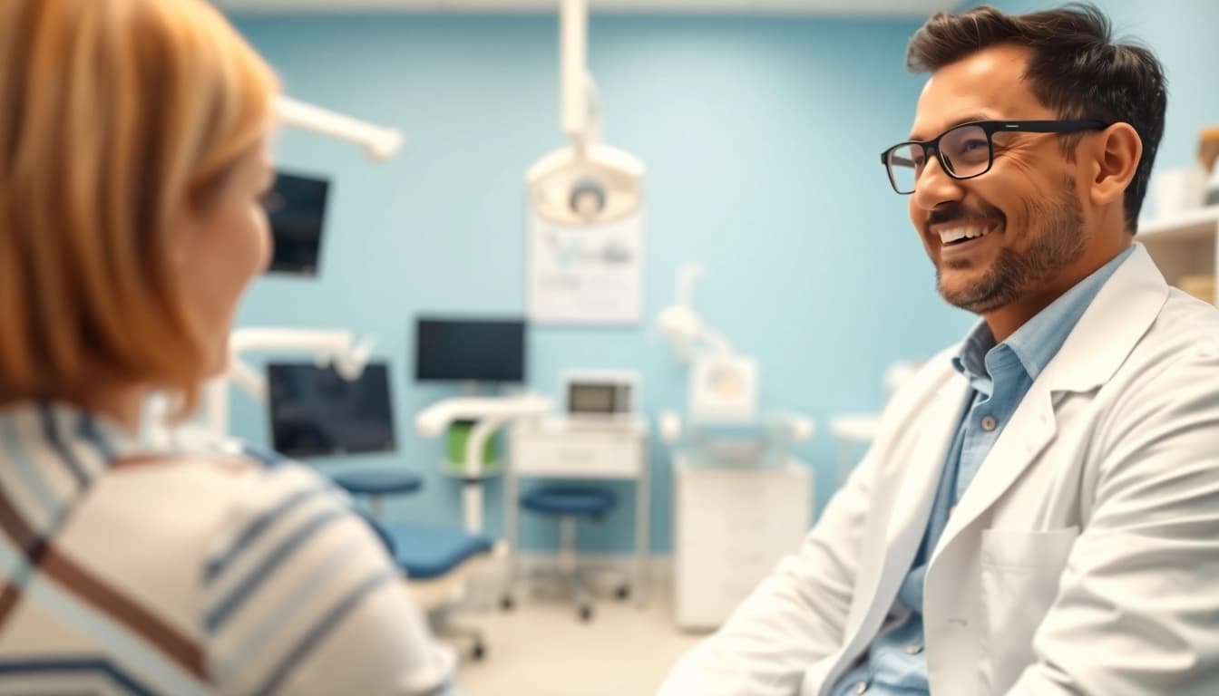 Dr. Shahram Valiani DDS consulting a patient in a modern dental office.