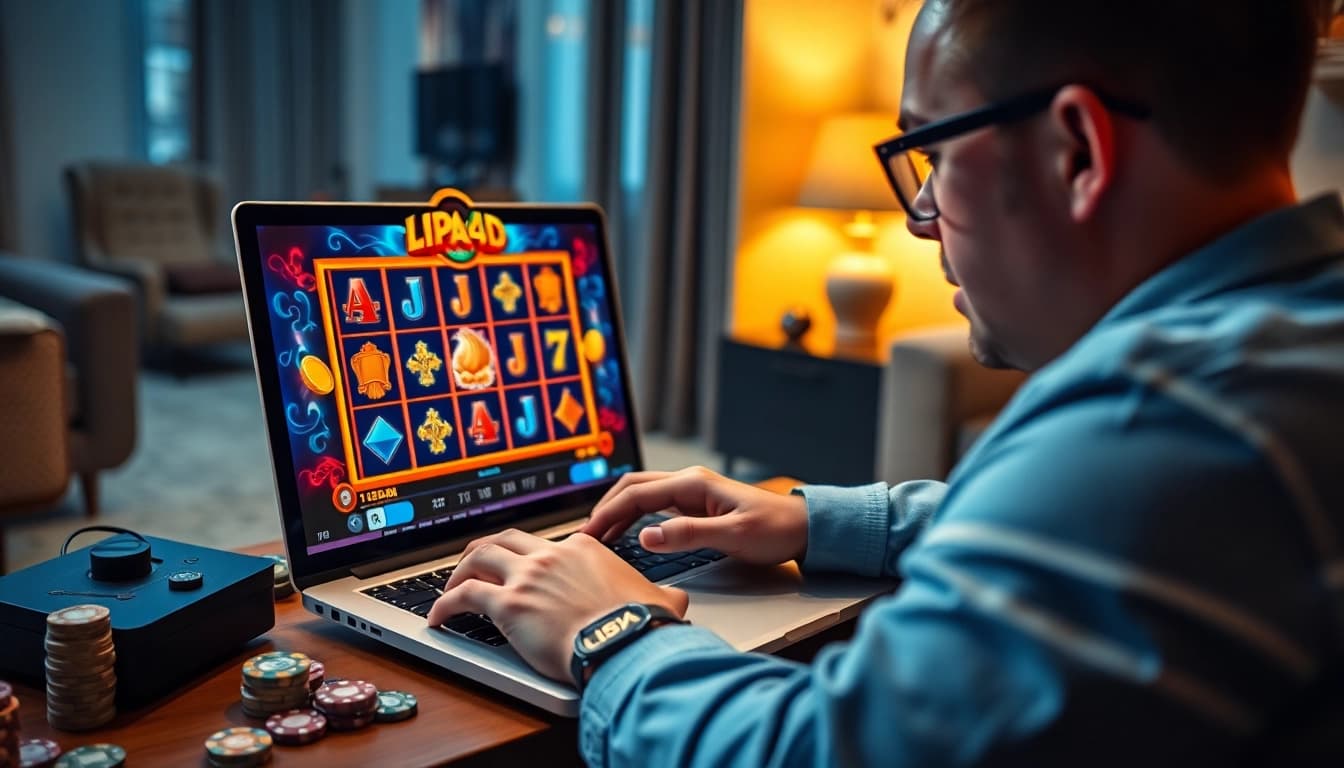 Berinteraksi dengan lipat4d slot di laptop dengan suasana ruang tamu yang nyaman.