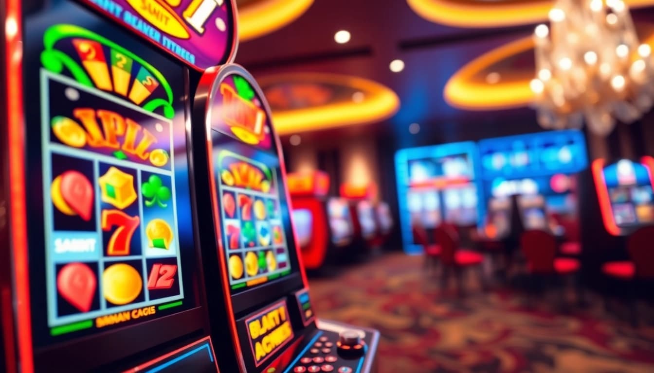 Menggambarkan petanitoto yang menyenangkan di mesin slot menampilkan peluang jackpot menggiurkan.