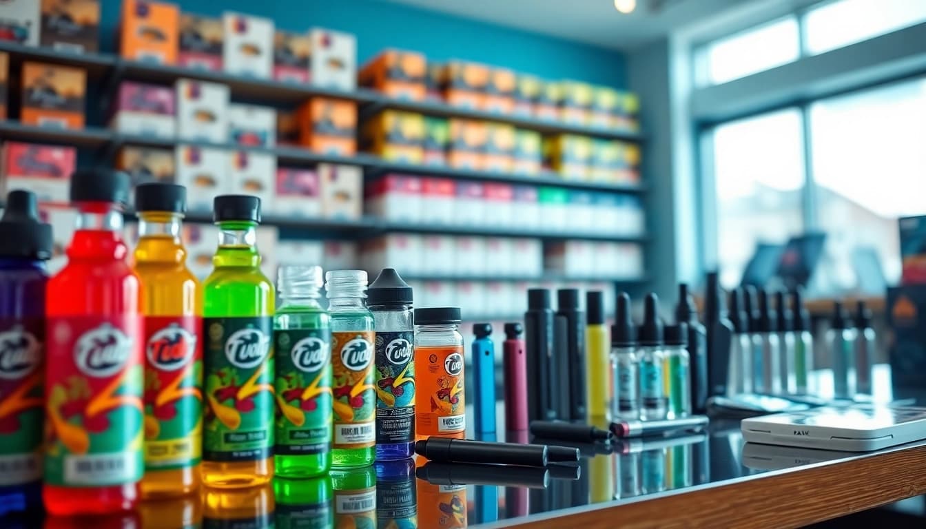Browse quality products at Vape Juice Depot with a colorful array of vape juices and devices.