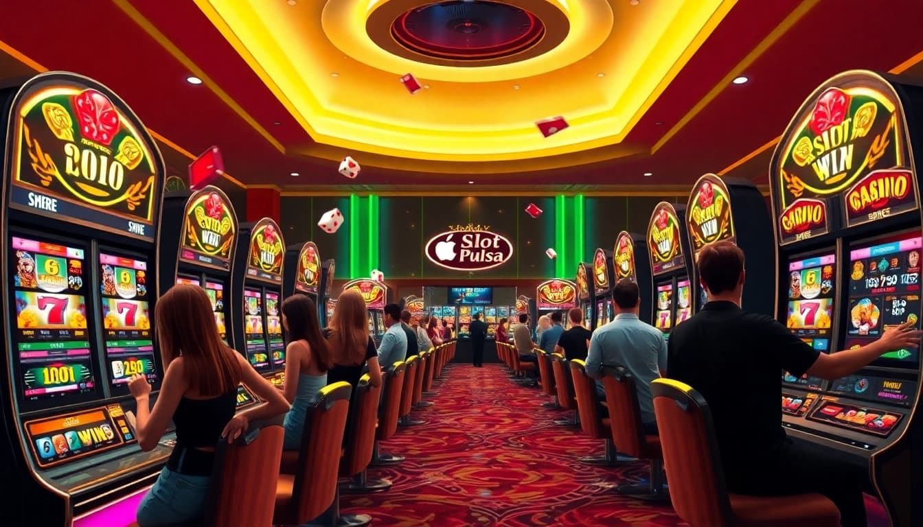 Rasakan kegembiraan permainan slot pulsa dengan pemain yang menang besar di mesin slot yang penuh warna.