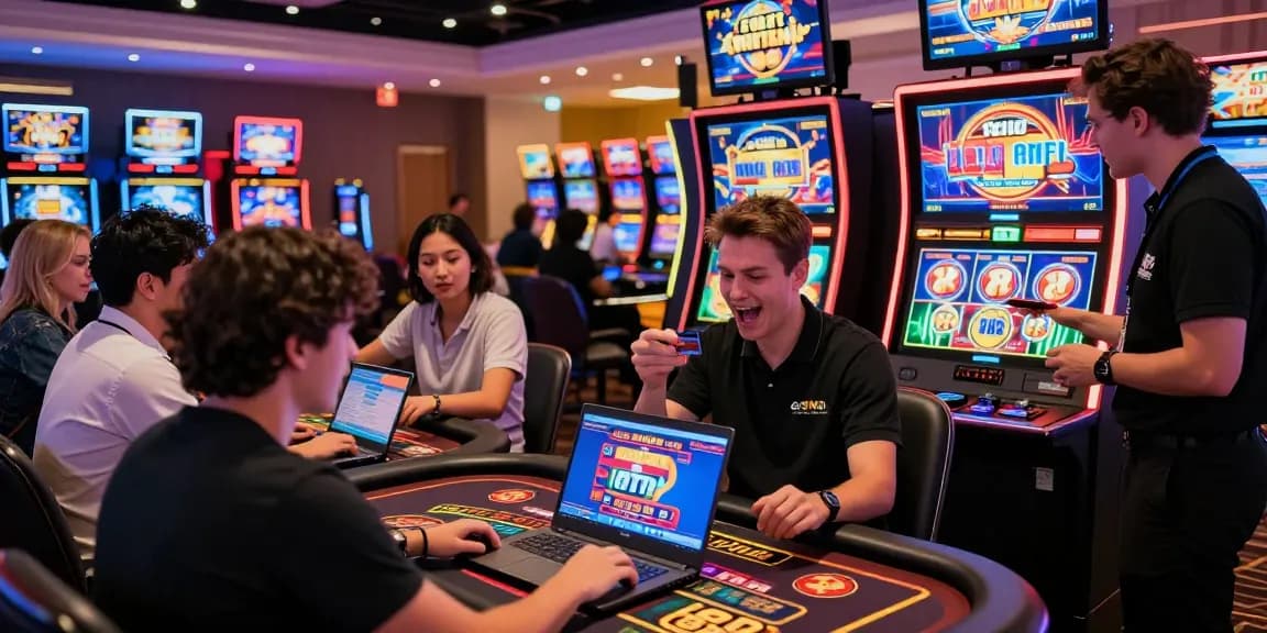 Exciting casino experience at https://ibn.org.uk with players enjoying high RTP slot games and using credit cards for deposits.