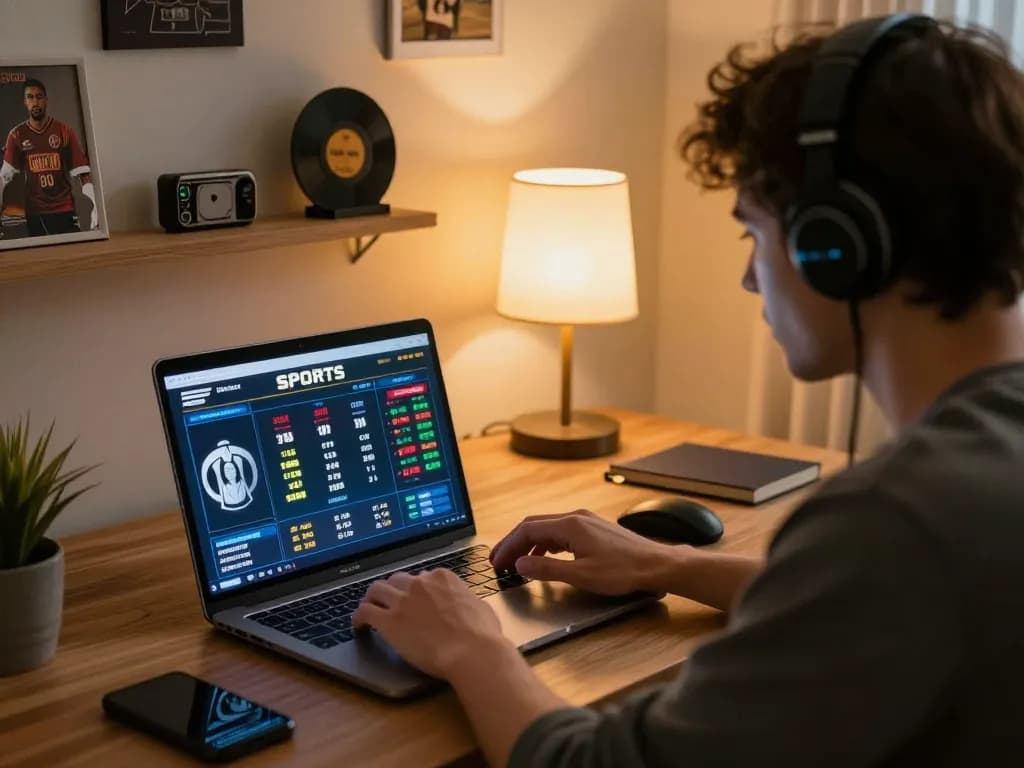 fly88 user placing bets on sports events from the comfort of home, showcasing an engaging online gaming experience.