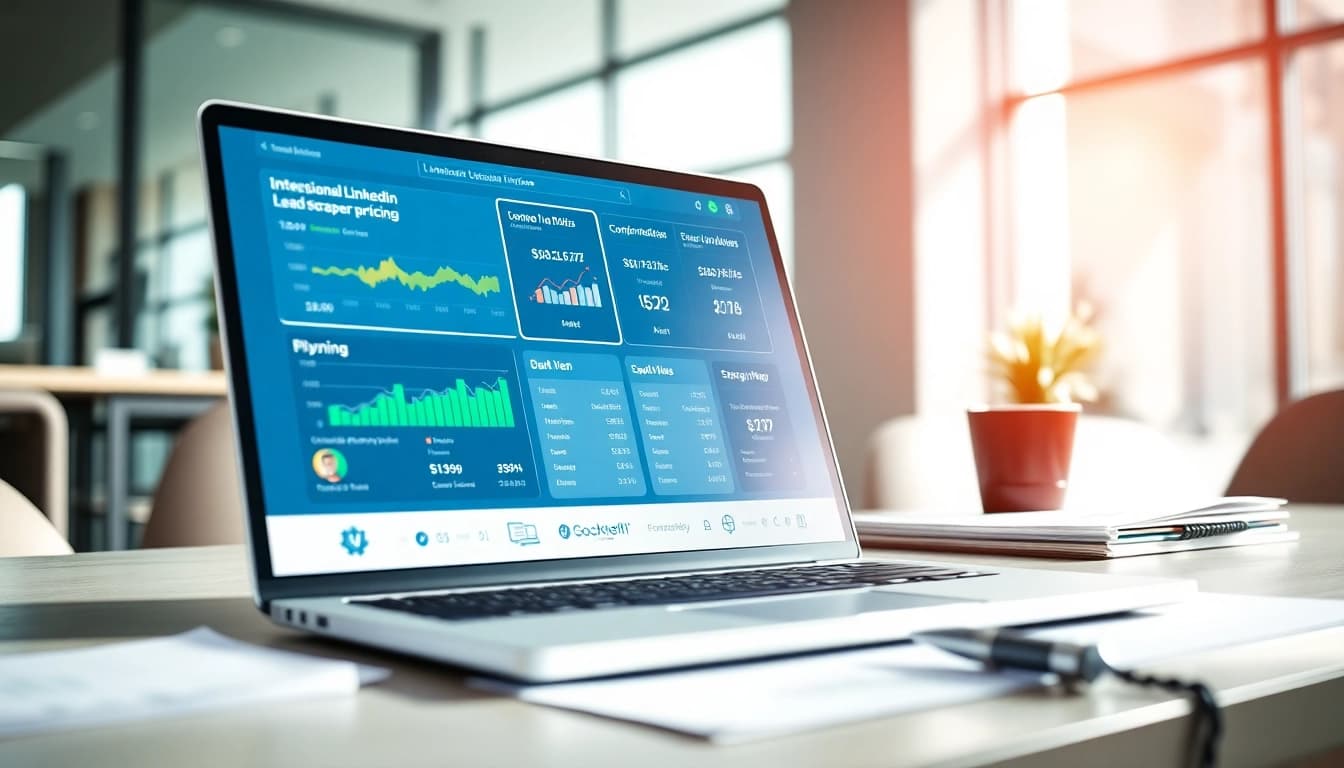 Analyze linkedin lead scraper pricing with detailed plans on a modern digital interface.