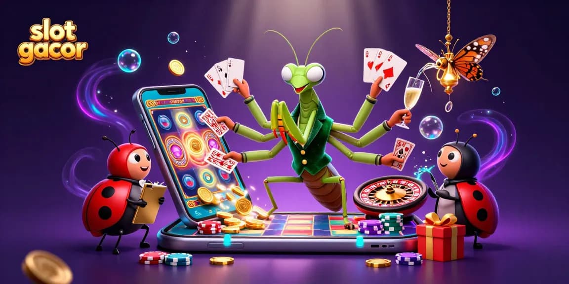 Experience slot gacor excitement with lively cartoon characters and colorful casino elements.