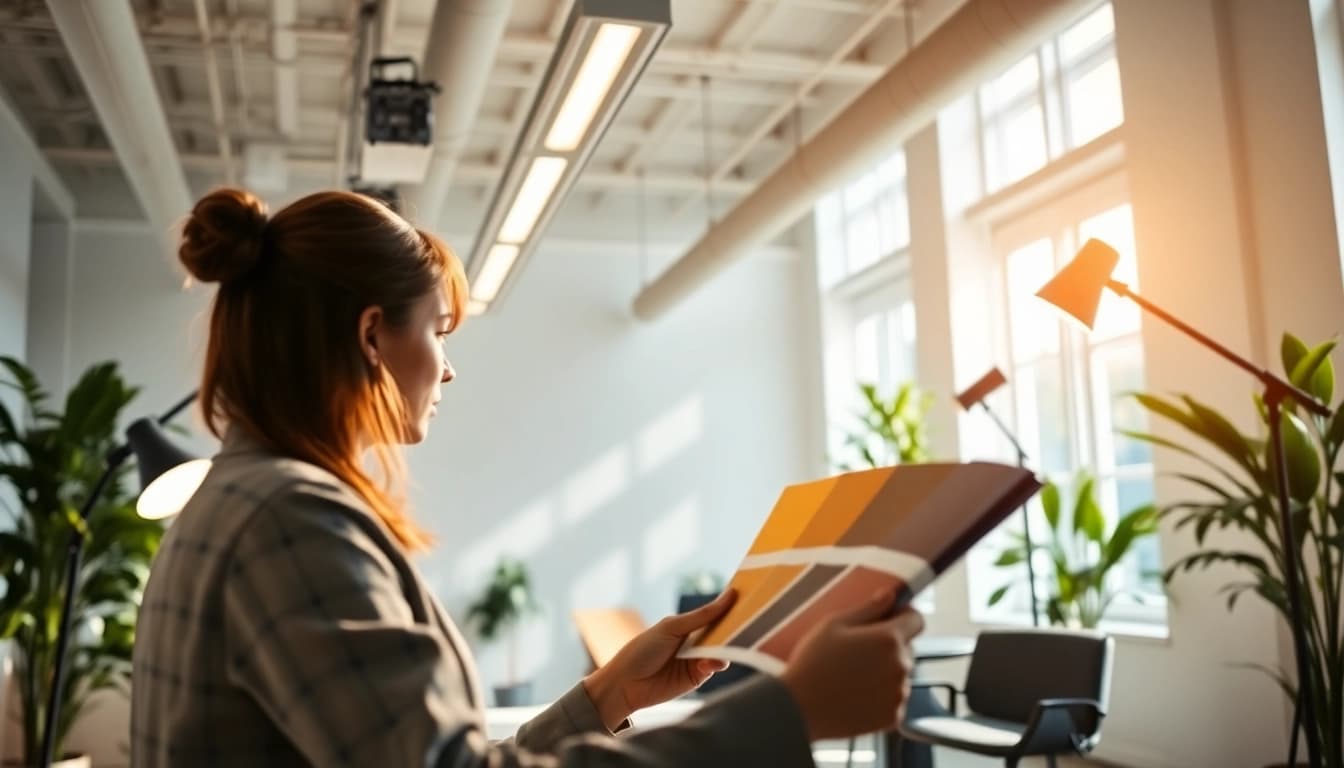 Illuminate your space with innovative lighting solutions in a vibrant workspace.