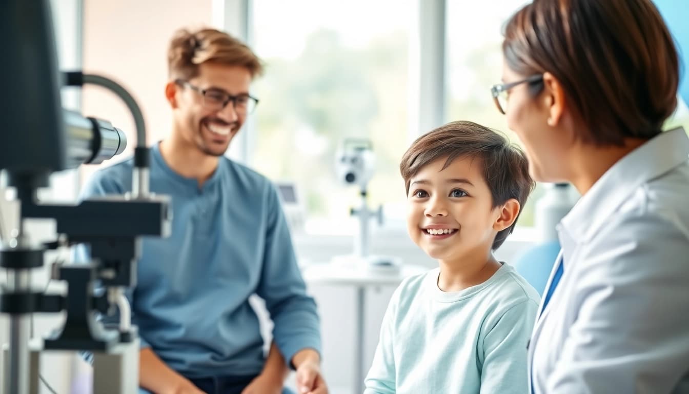 Empowering children through eye care at Our Children's Vision clinic, highlighting exam interactions.