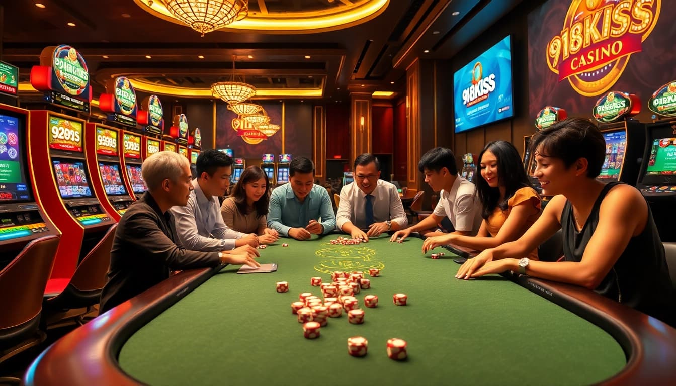 Experience the thrill of 918kiss ori download in a luxury casino setting filled with gaming excitement.