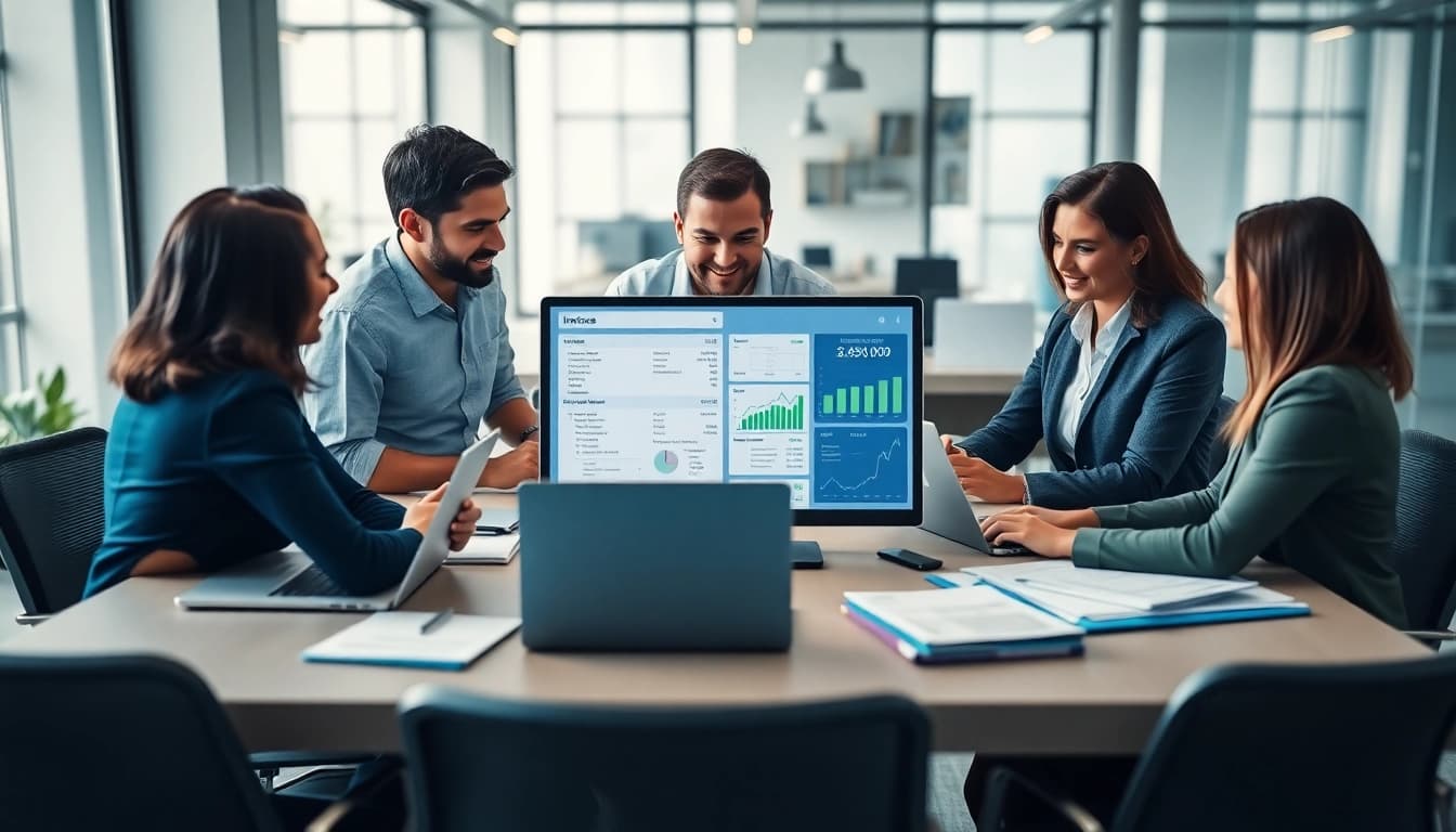 Streamlining tasks with invoice processing software in a modern office setting.