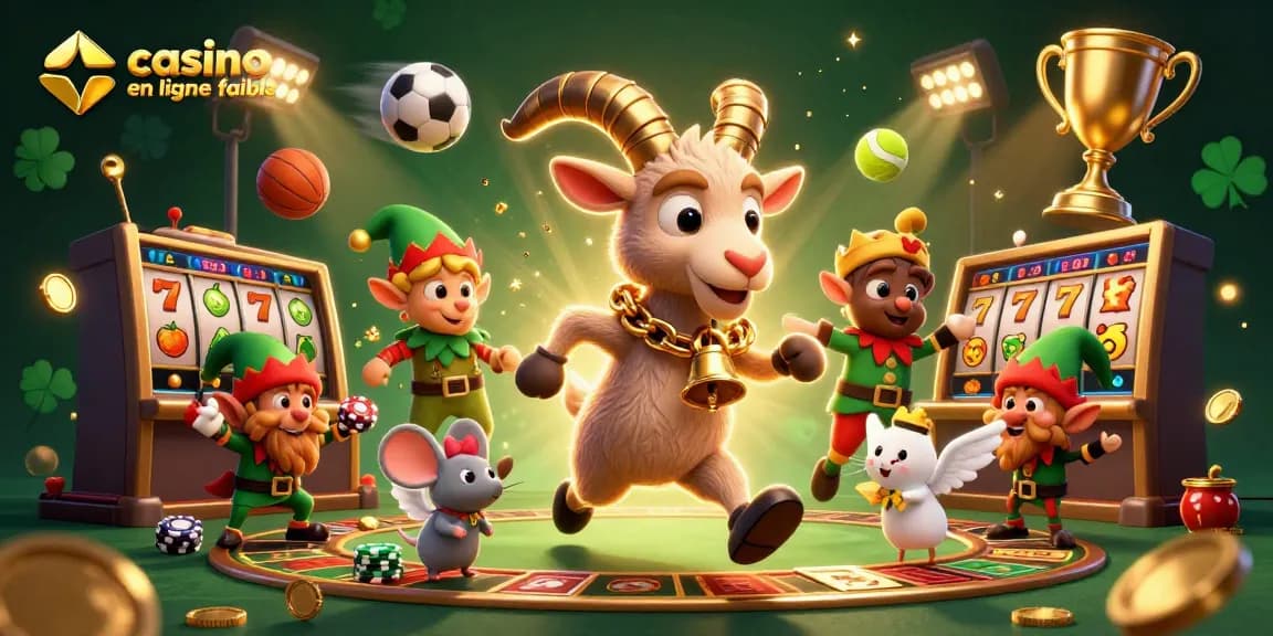 Visualisez un casino en ligne fiable animé par un Krampus festif, une souris ange et des lutins, en pleine action de jeu.
