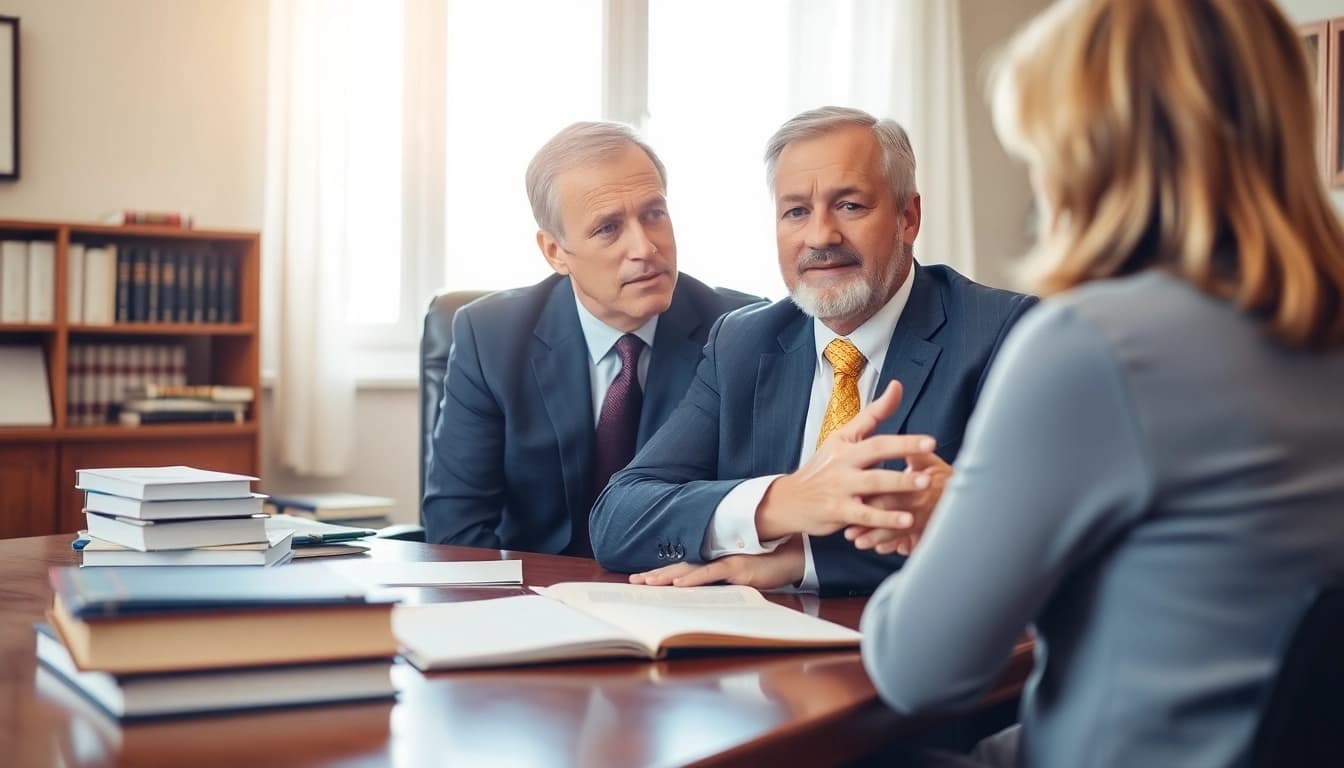 Consultation with a South Dakota truck accident lawyer in a warm office.