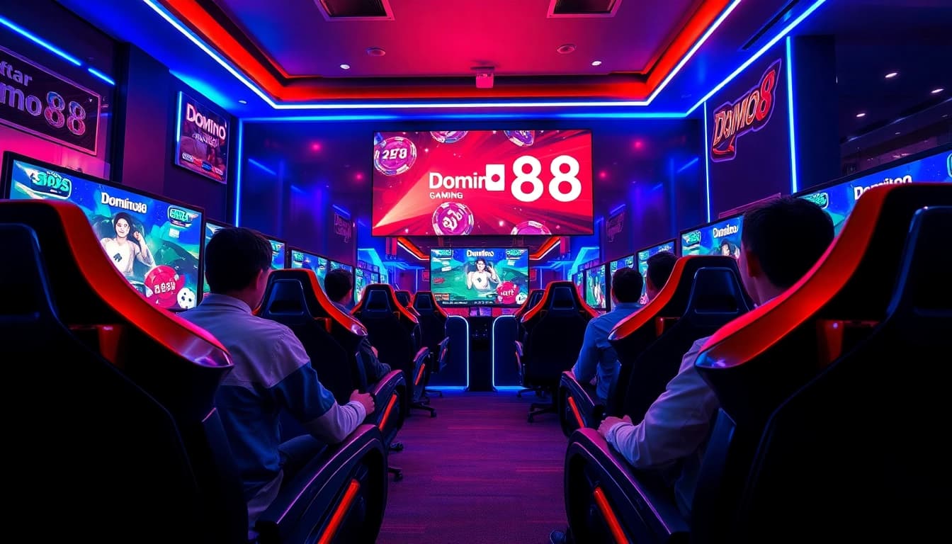 Daftar Domino88 game yang penuh semangat, dengan pemain terlibat dalam permainan