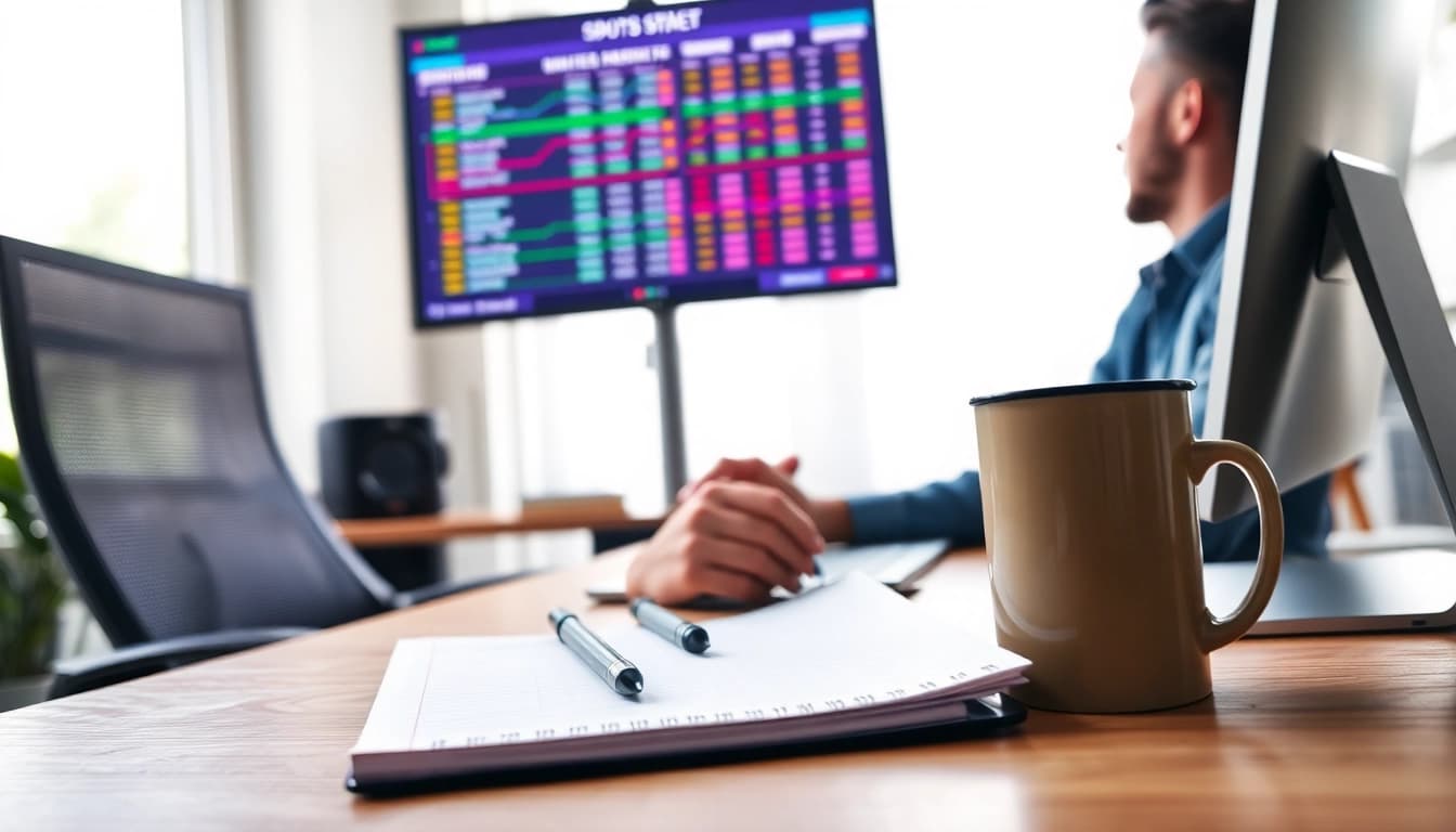Engaged professional analyzing sports betting in Brazil data at a modern desk.