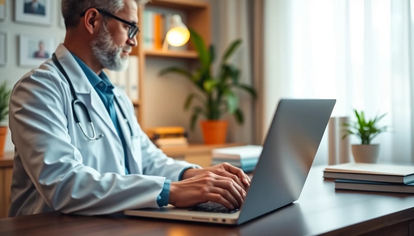 Engage in a low cost telemedicine consultation with a professional doctor in a cozy setting.
