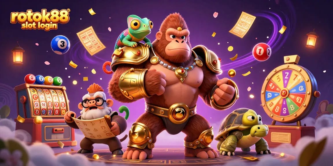 Experience gaming excitement with rokok88 slot login featuring lively characters and vibrant casino elements.