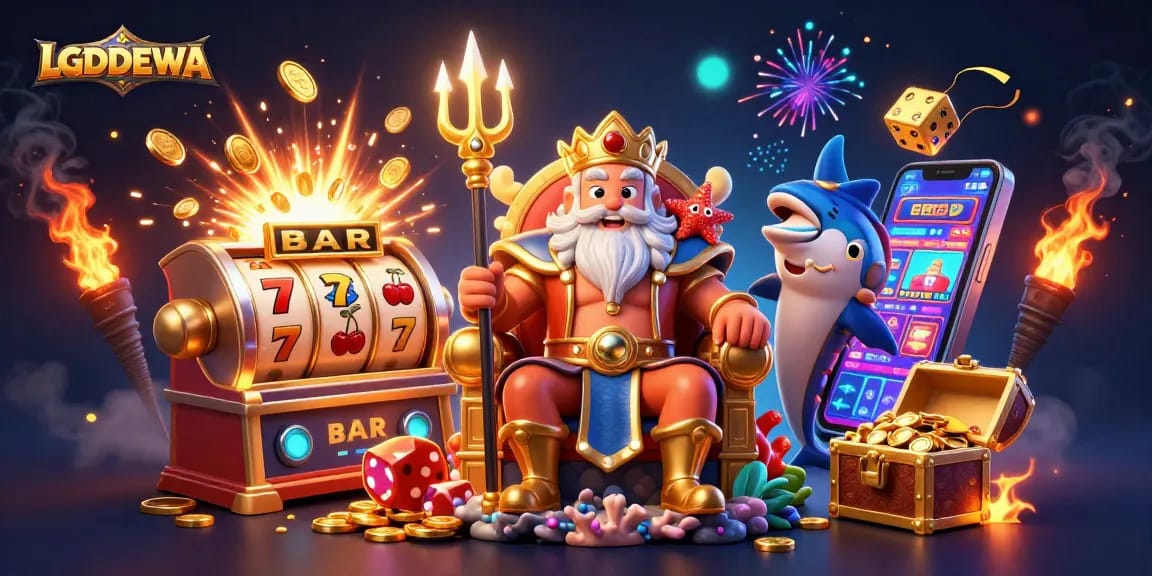 Experience the thrilling LGODEWA slot adventure with vibrant characters and exciting jackpot visuals.