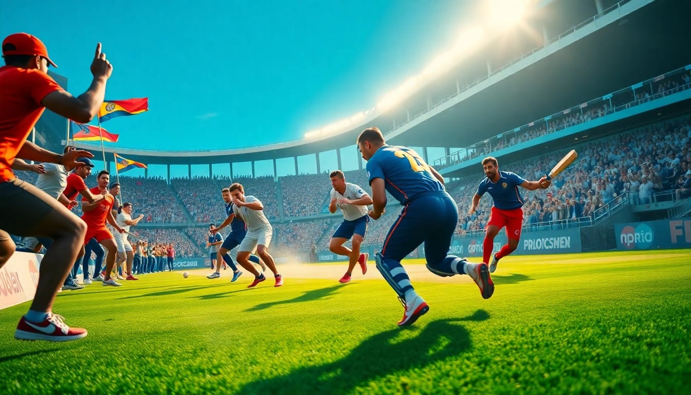 Capture the excitement of cricket at https://thesportstribune.in with vibrant players and cheering fans.
