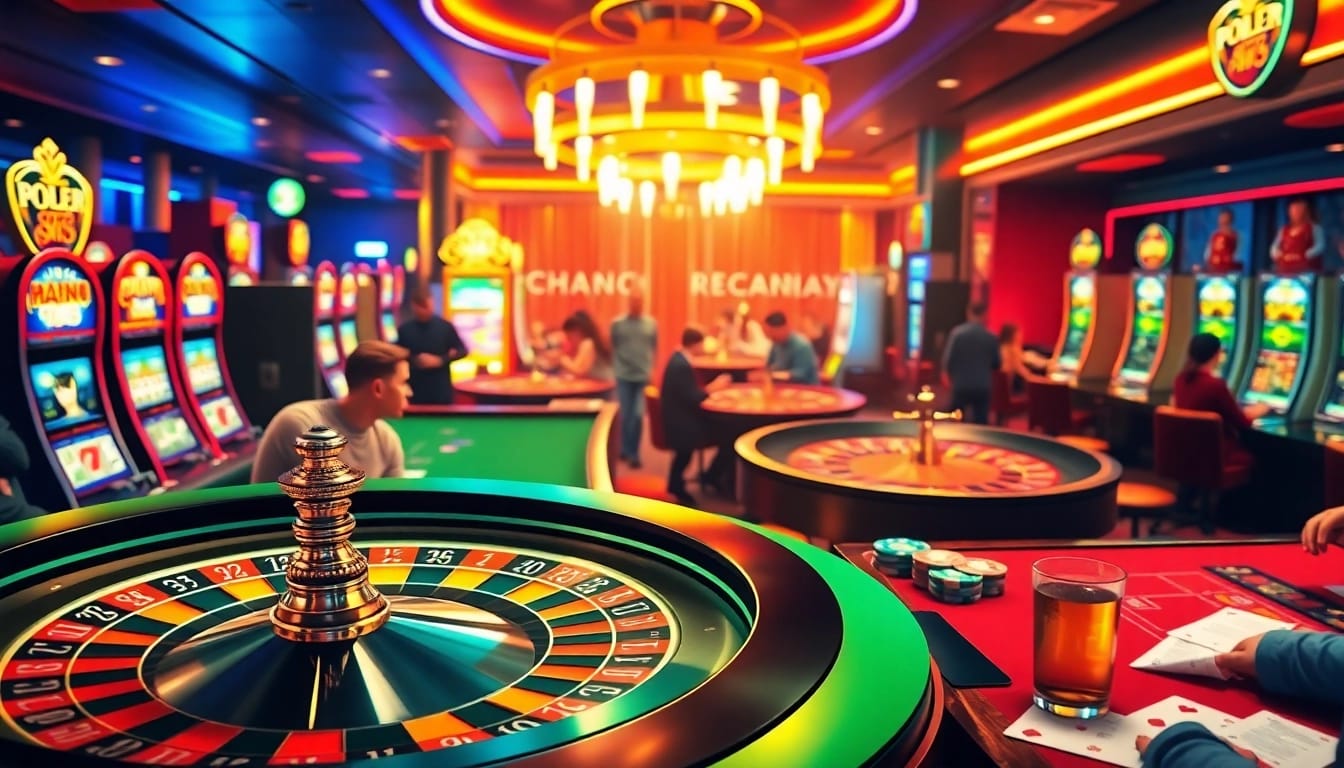 Mengunjungi kasinojitu dengan suasana kasino yang ramai dan mesin slot yang mengesankan.