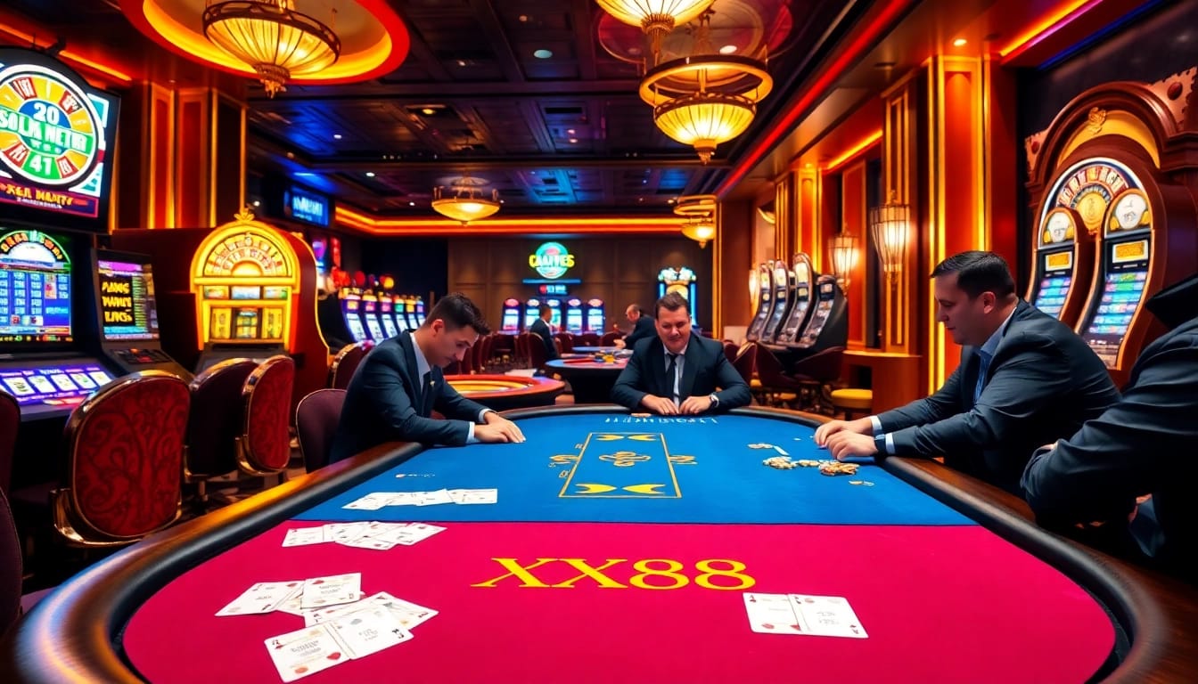 Engage in thrilling poker at XX88, where excitement meets professionalism in a luxurious casino setting.