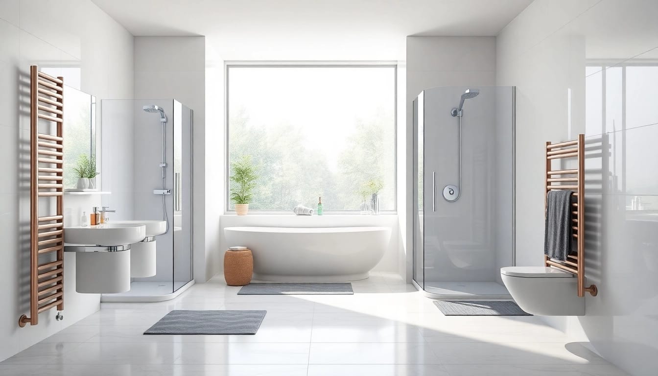 Sicht von modernen sonni sanitär Produkten in einem stilvollen Badezimmer mit eleganter Gestaltung.