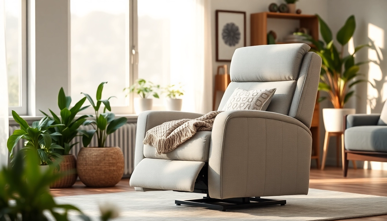 Relax comfortably in a stylish power lift recliner designed for support and elegance.