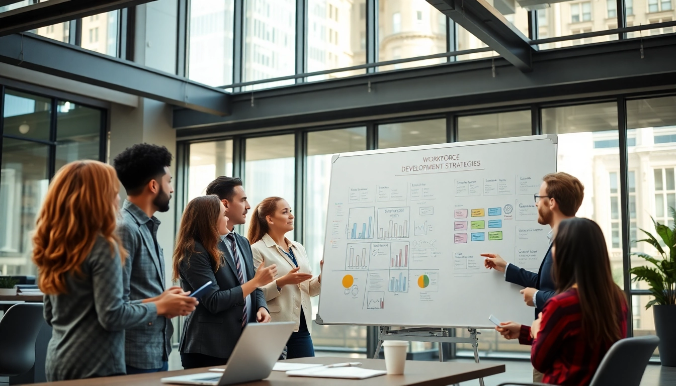 Enhancing workforce development through teamwork in a bright office environment.