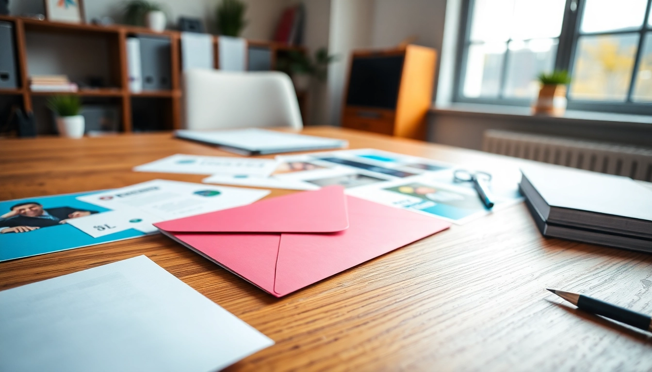 Enhance your marketing strategy with Atlas Direct Mail featuring vibrant materials on a desk.
