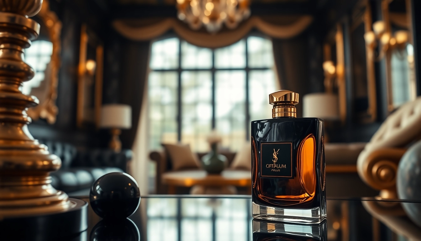 Experience the essence of elegance with ysl black opium in a luxurious setting.