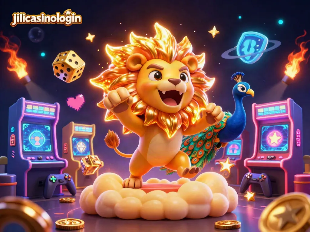 Experience thrilling action with jilicasinologin in a vibrant 3D casino scene filled with iconic gaming elements.