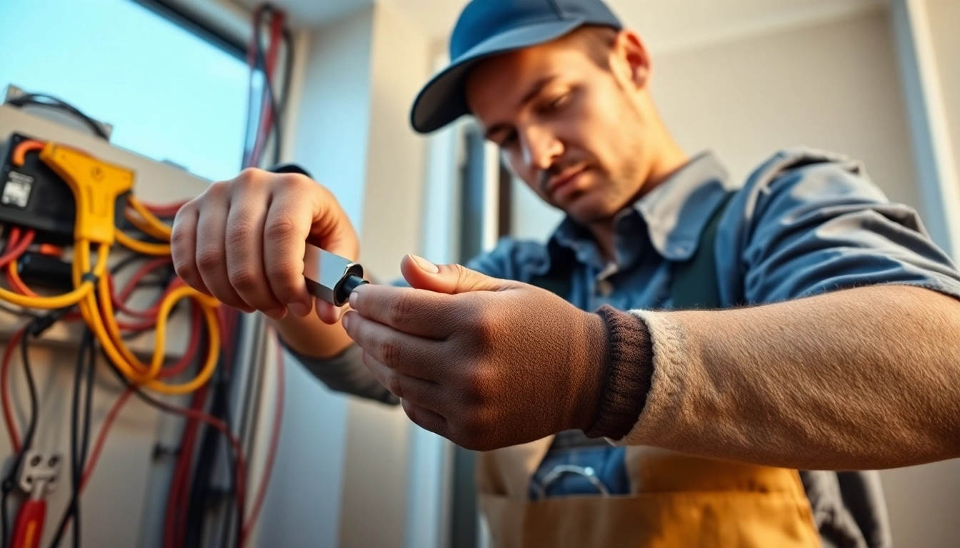 Electrician providing electrical services vancouver in a modern home setting.