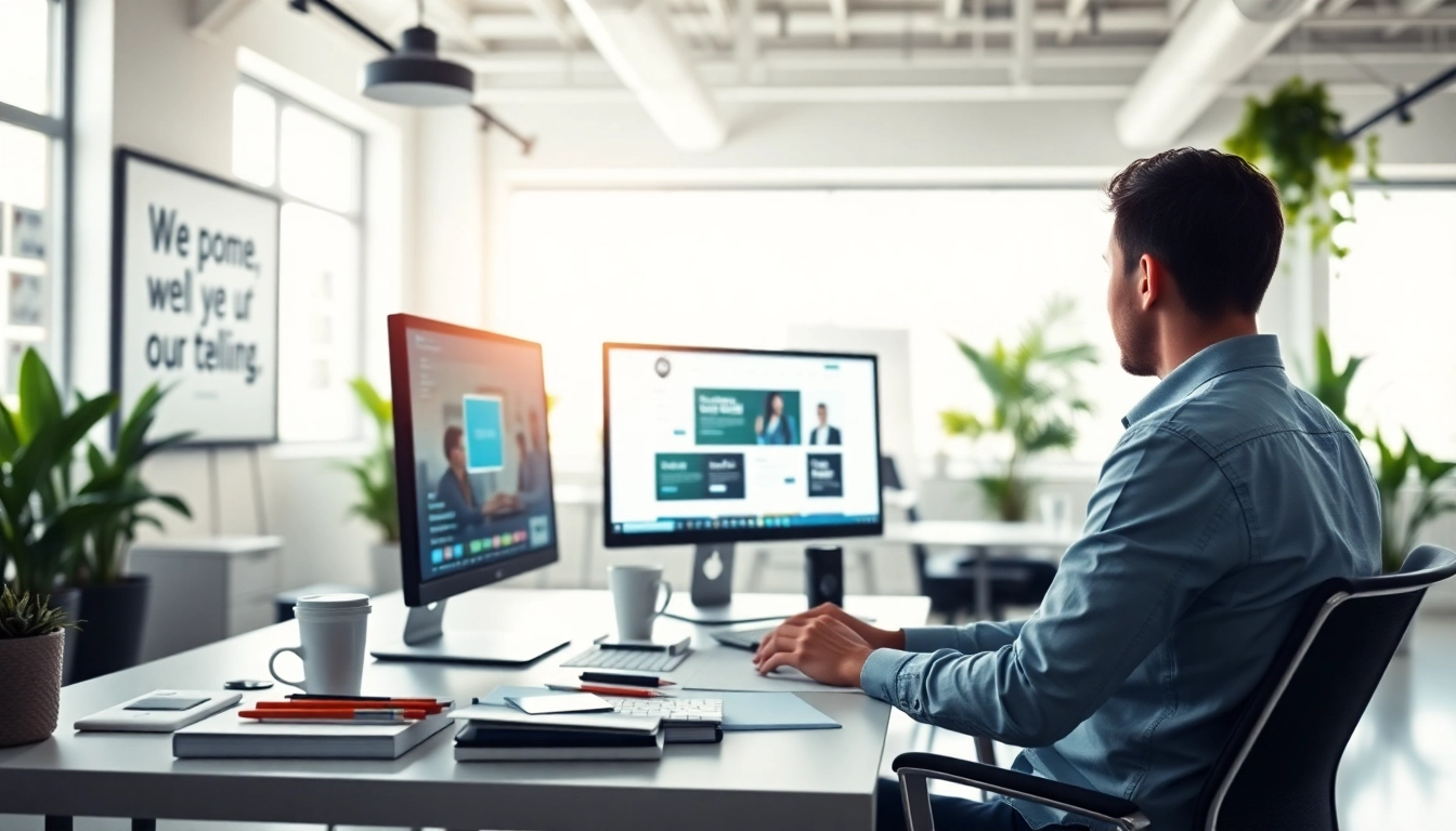 Webdesign-Experte arbeitet an modernem Computer in inspirierendem Büro.