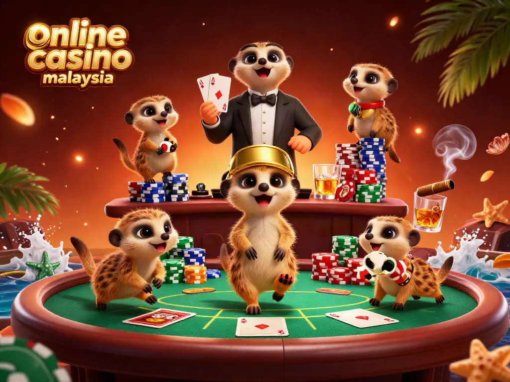 Experience thrill at an online casino Malaysia with meerkats in an exciting poker scene.
