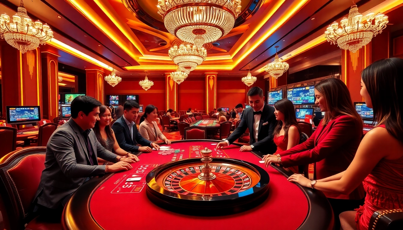 Gamble at GG88 casino with a vibrant table, chips, and dealer interaction.
