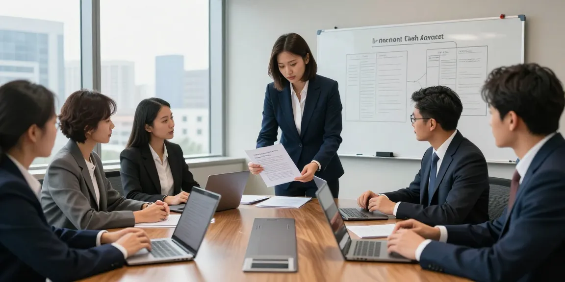 Legal professionals discussing merchant cash advance lawsuit strategies in a modern office setting.