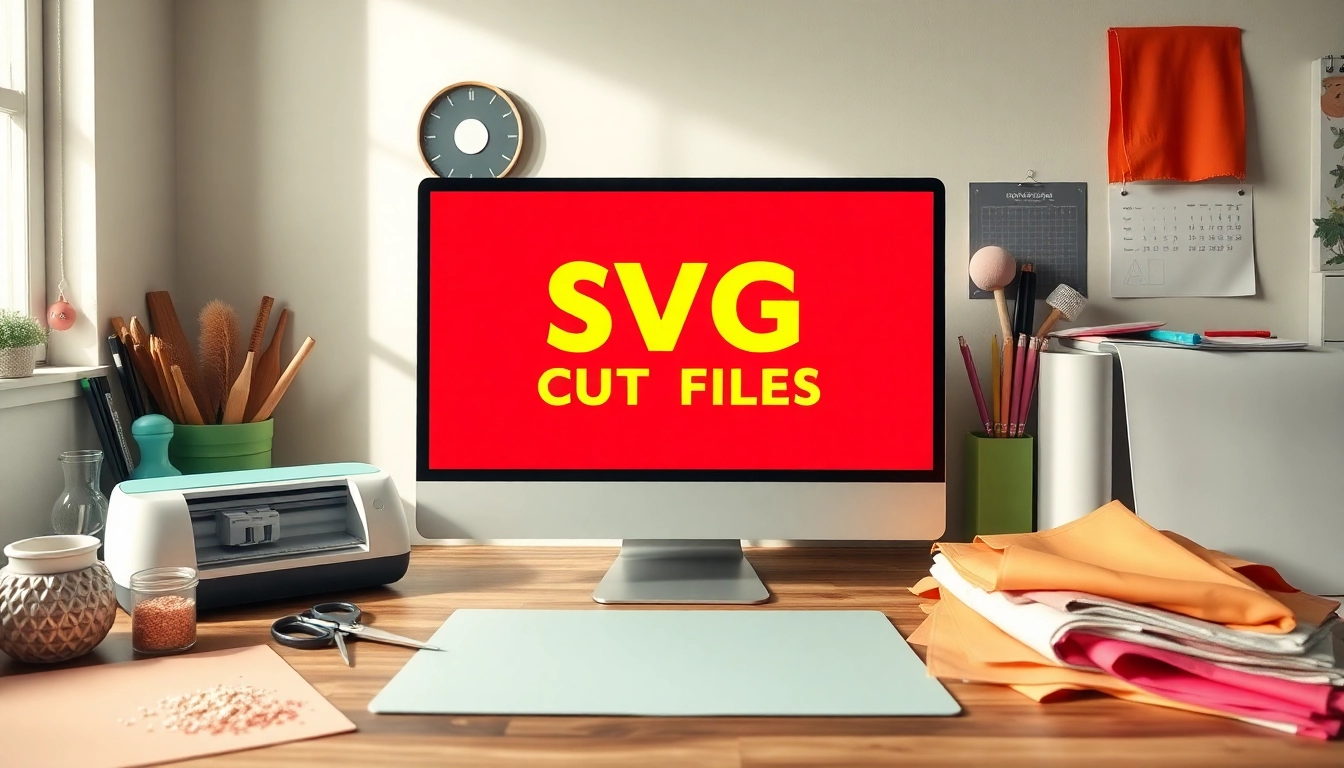 Explore SVG cut files free download showcased in a creative workspace with vibrant crafting tools.