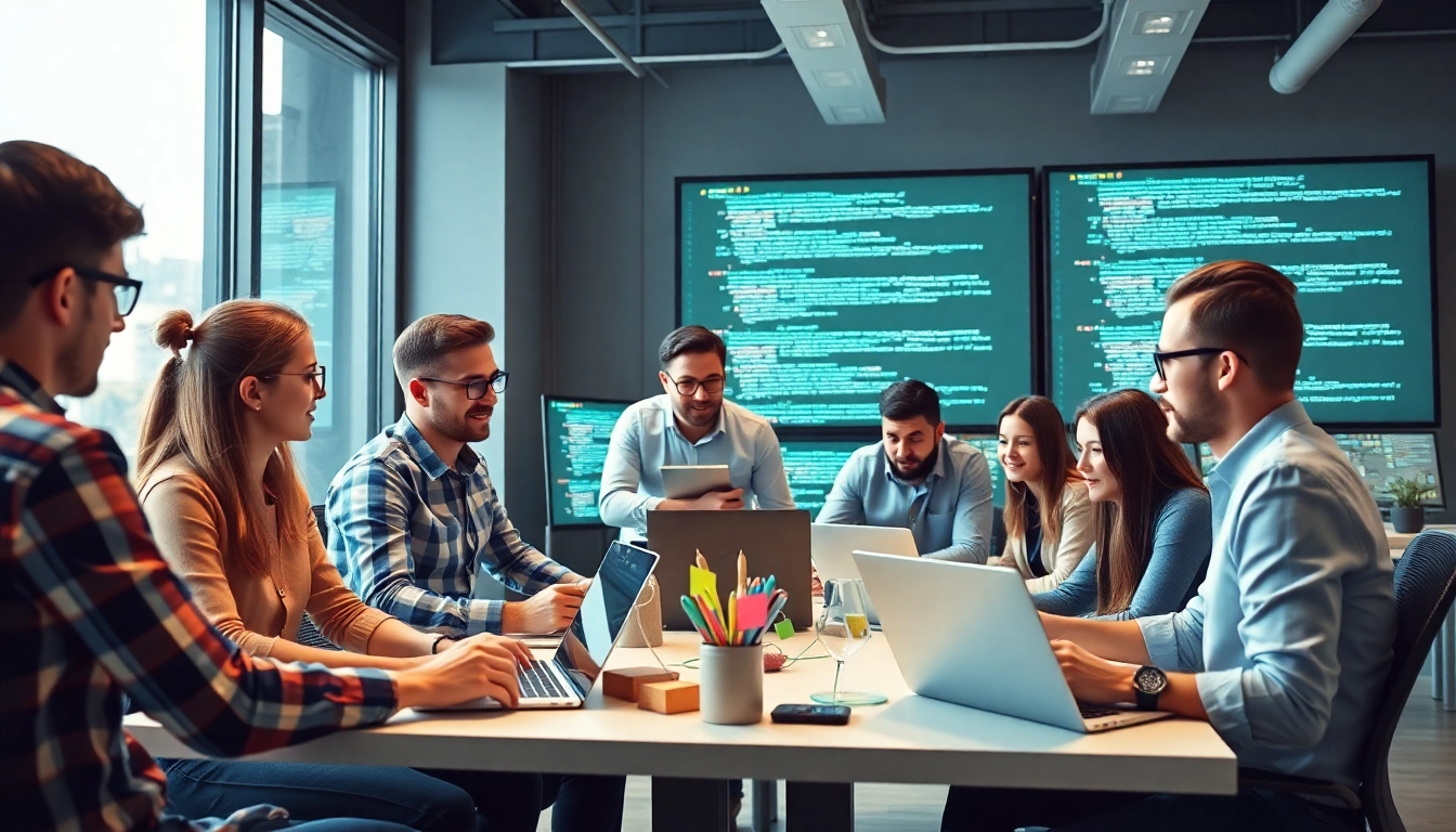 Dynamic collaboration of a web development company team creating innovative solutions.