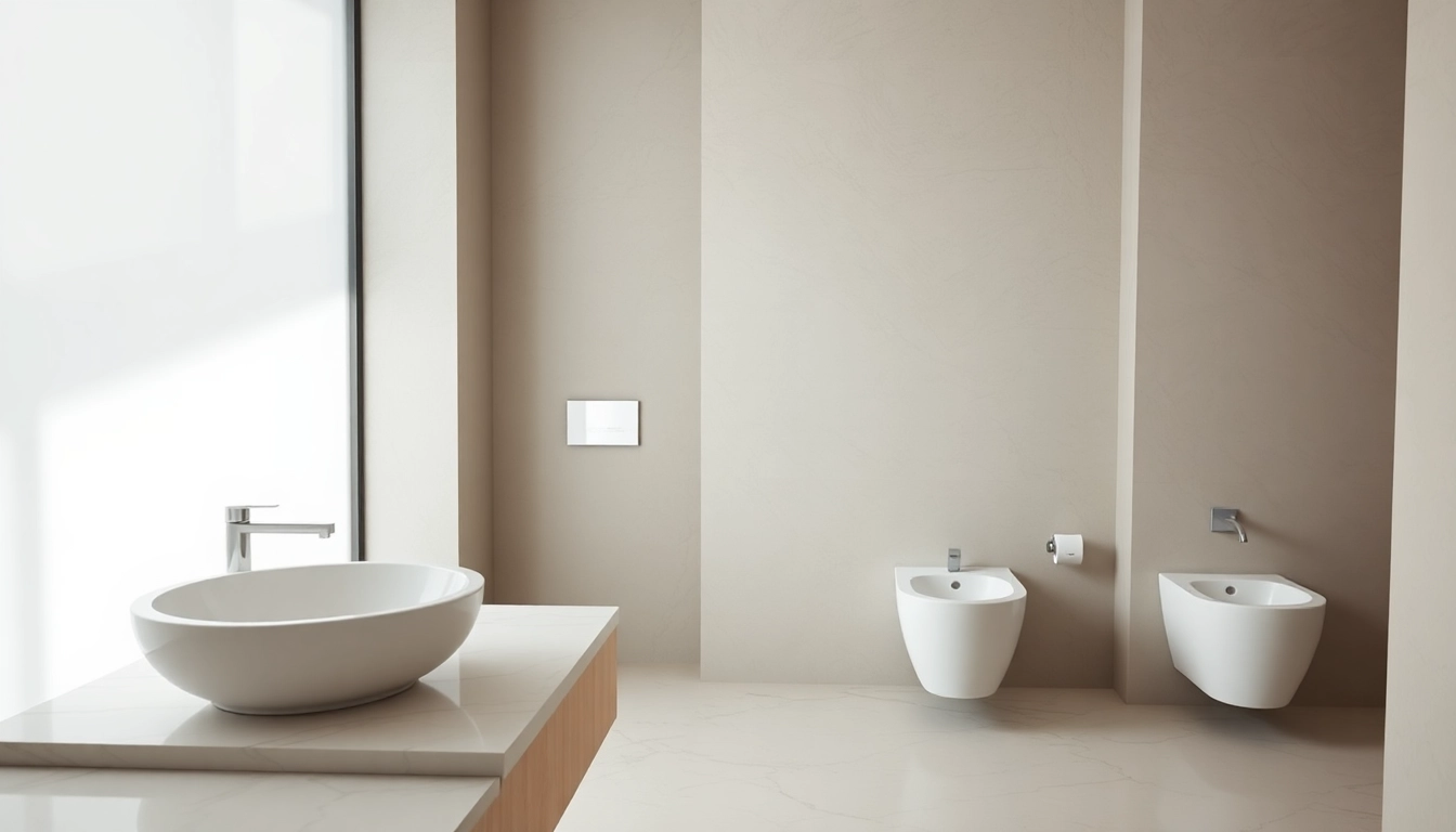 Scopri sanitari eleganti in un moderno ambiente bagno con design minimale.