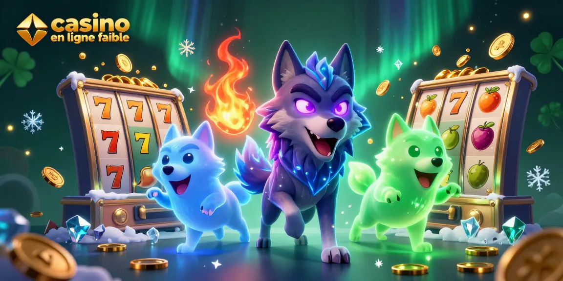 Jouer à des jeux de casino en ligne fiable avec des personnages de loup et des éléments de jackpot colorés.