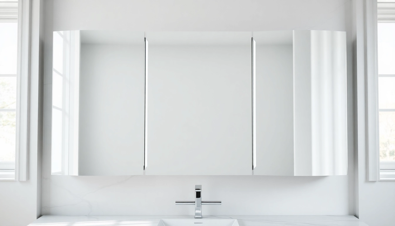 Sonni Spiegelschrank in moderner Badumgebung mit eleganter LED-Beleuchtung.