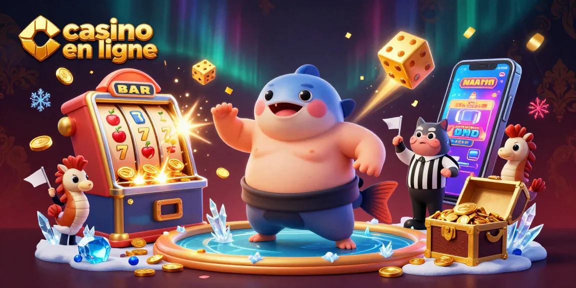 Jouez à des machines à sous dans un casino en ligne dynamique avec un fugu et un chat poisson arbitre.